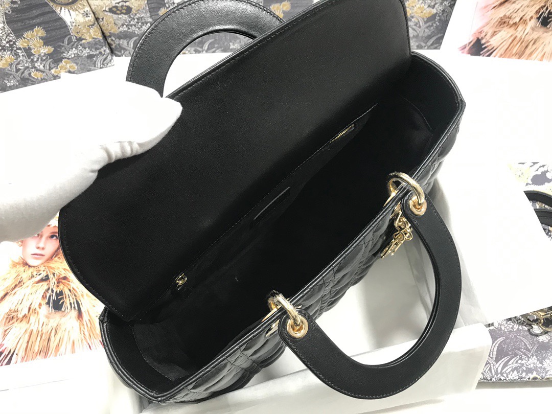 Large Lady Dior Bag Black Cannage Lambskin